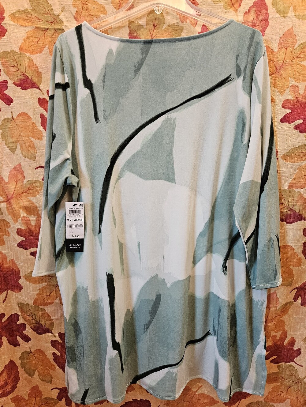Alfani Elements XXL Abstract Watercolor Paint Splash Tunic Blouse - Picture 2 of 5